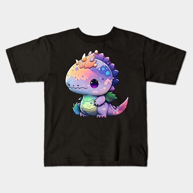 Cute Dino Sticker Kids T-Shirt by szymonabramek